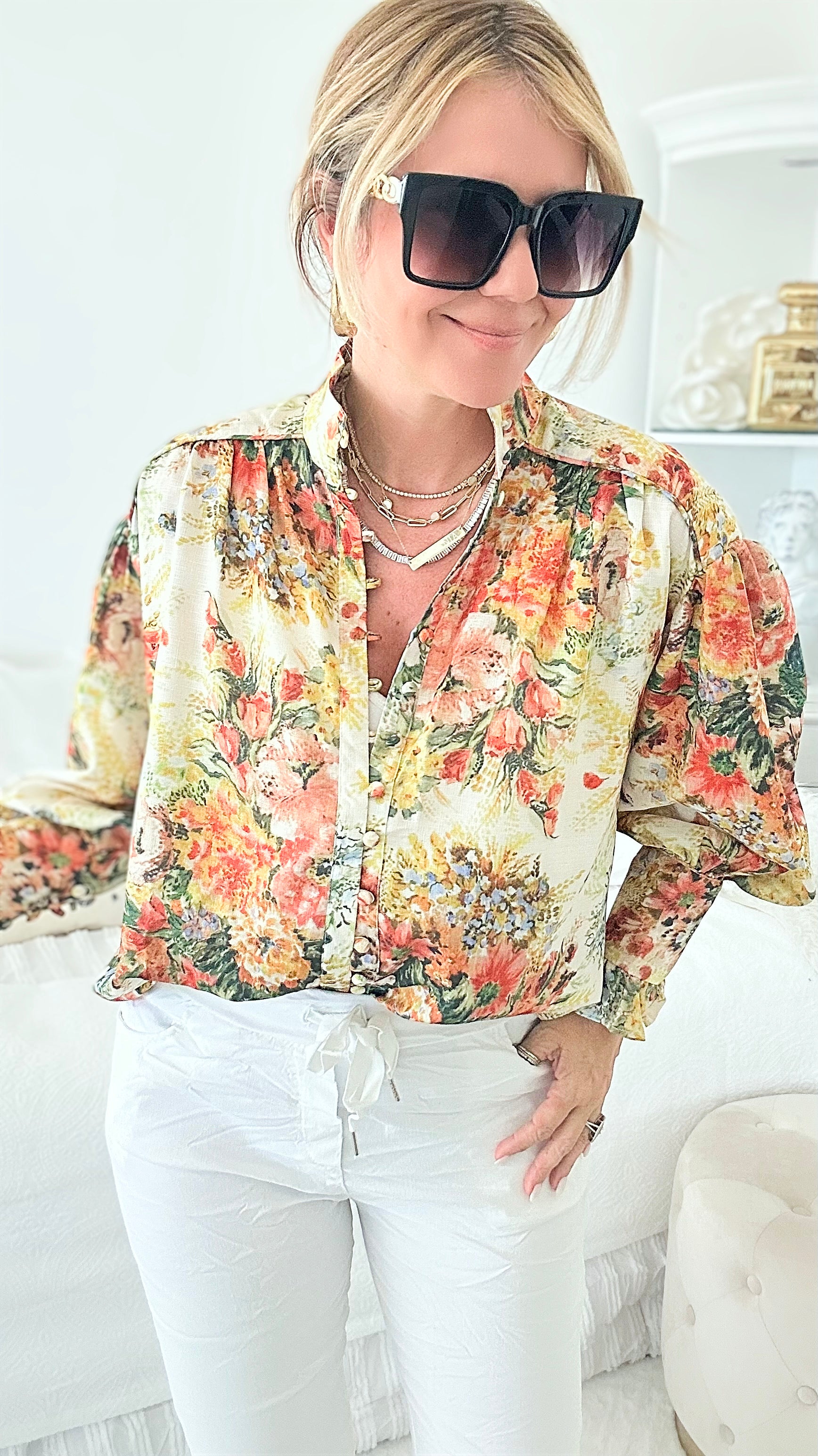 Floral Garden Long Sleeve Top-130 Long Sleeve Tops-JJ'S FAIRYLAND-Coastal Bloom Boutique, find the trendiest versions of the popular styles and looks Located in Indialantic, FL