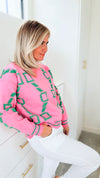 Varsity Crew Neck Sweater - Pink-130 Long Sleeve Tops-Fancy Dream-Coastal Bloom Boutique, find the trendiest versions of the popular styles and looks Located in Indialantic, FL