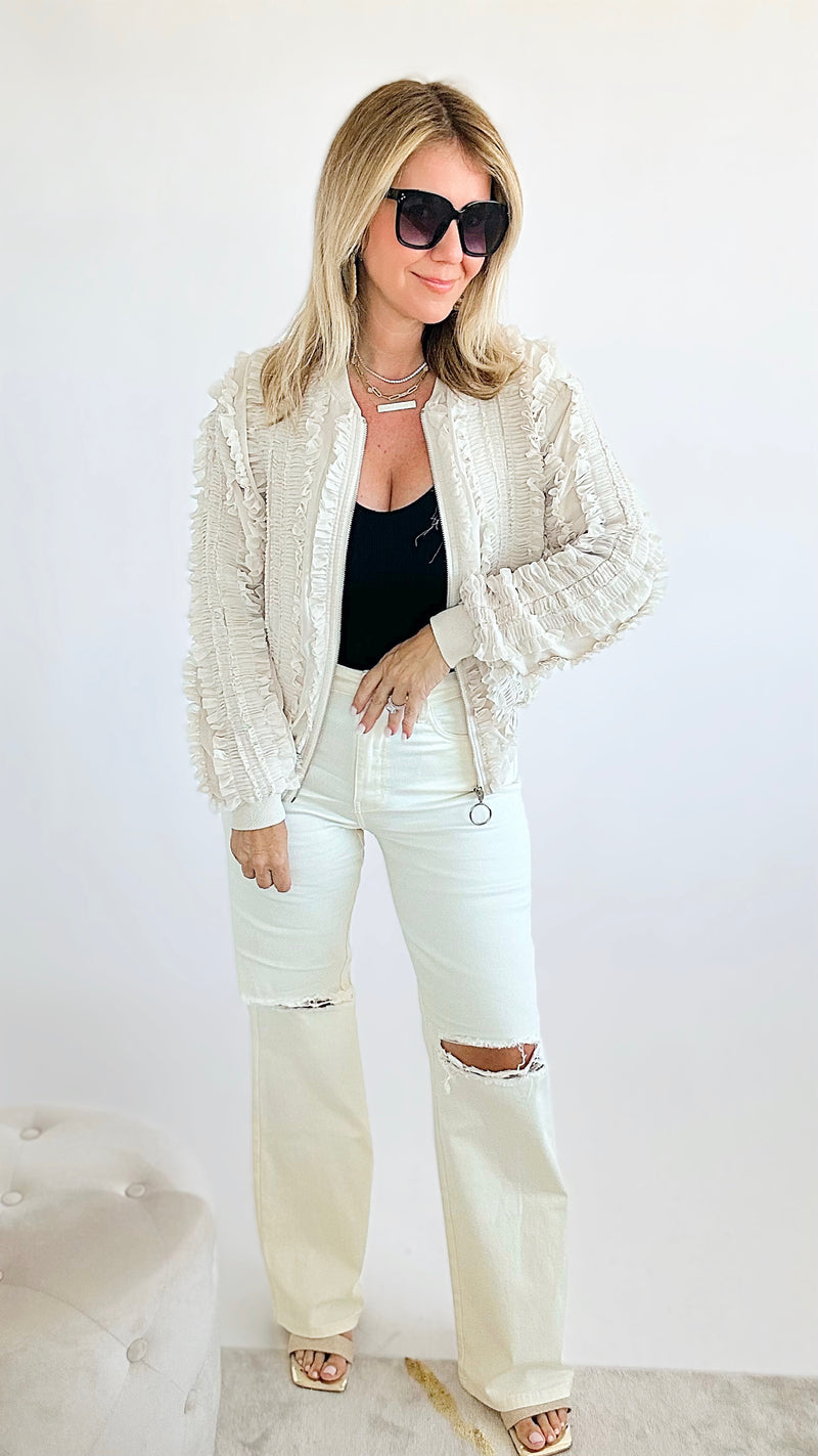 High Waisted Super-Stretch Distressed Wide Leg Jeans - Ivory-190 Denim-DENIM ZONE-Coastal Bloom Boutique, find the trendiest versions of the popular styles and looks Located in Indialantic, FL