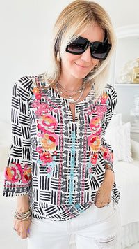 Embroidered Tunic Top-130 Long Sleeve Tops-Andree By Unit-Coastal Bloom Boutique, find the trendiest versions of the popular styles and looks Located in Indialantic, FL