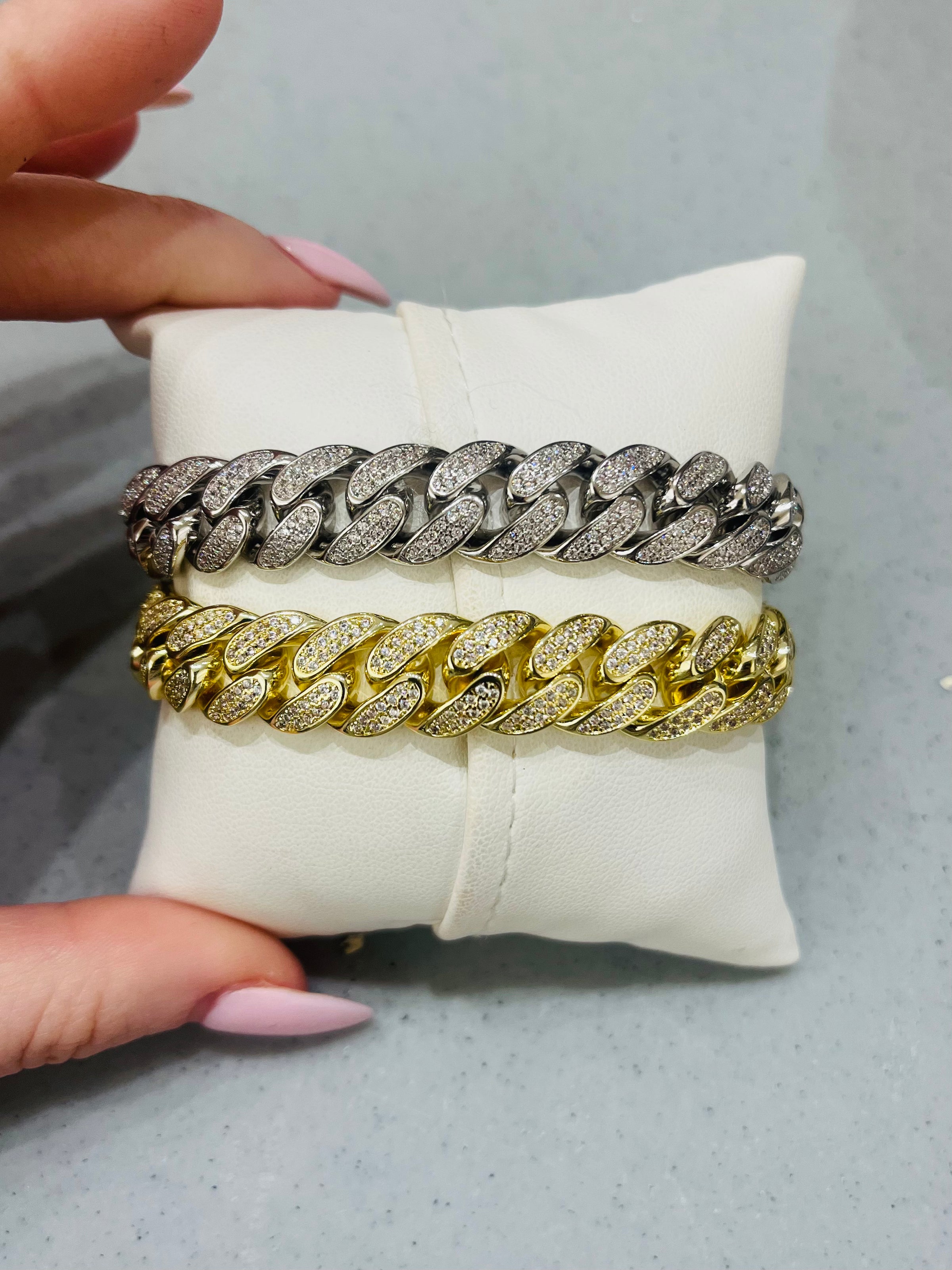 Micropave 7.5" Cuban Bracelet 12mm-230 Jewelry-Italian Ice/NYC-Coastal Bloom Boutique, find the trendiest versions of the popular styles and looks Located in Indialantic, FL