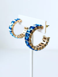 Baguette Hoop Earrings - Blue-230 Jewelry-Golden Stella-Coastal Bloom Boutique, find the trendiest versions of the popular styles and looks Located in Indialantic, FL
