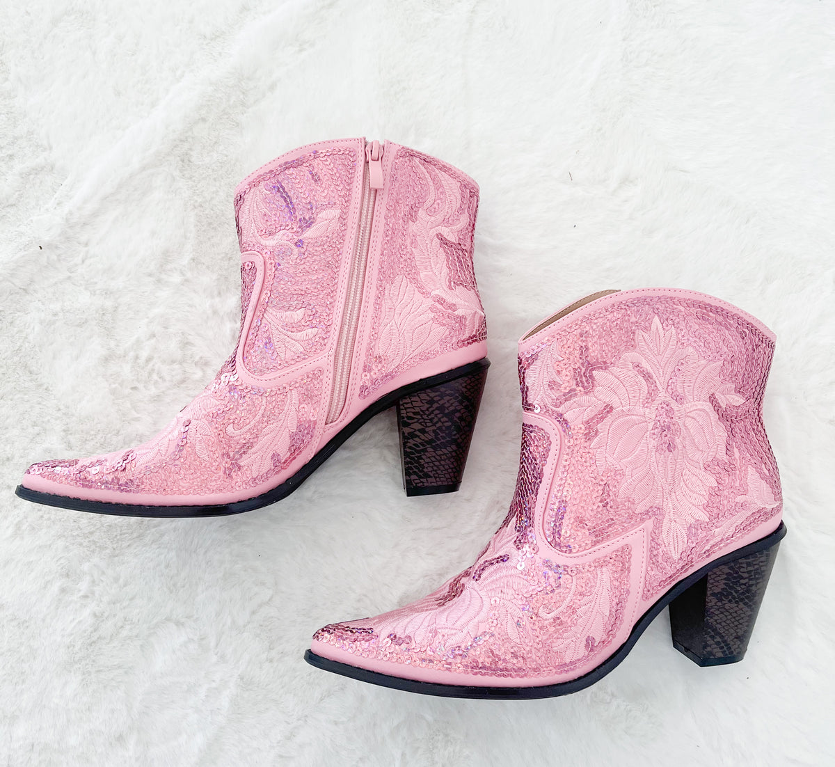 Sequin Glitter Cowgirl Boots - Pink-250 Shoes-Helen's Heart-Coastal Bloom Boutique, find the trendiest versions of the popular styles and looks Located in Indialantic, FL