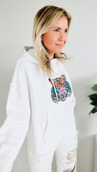 Wild Sequin Terry Hooded Pullover-130 Long Sleeve Tops-Blue B-Coastal Bloom Boutique, find the trendiest versions of the popular styles and looks Located in Indialantic, FL