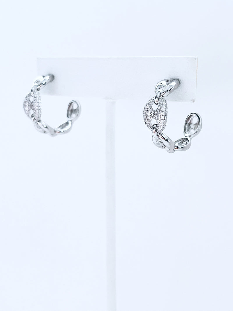 "Keep Your Friends Close" Link Half Hoop Earrings-230 Jewelry-NYC-Coastal Bloom Boutique, find the trendiest versions of the popular styles and looks Located in Indialantic, FL