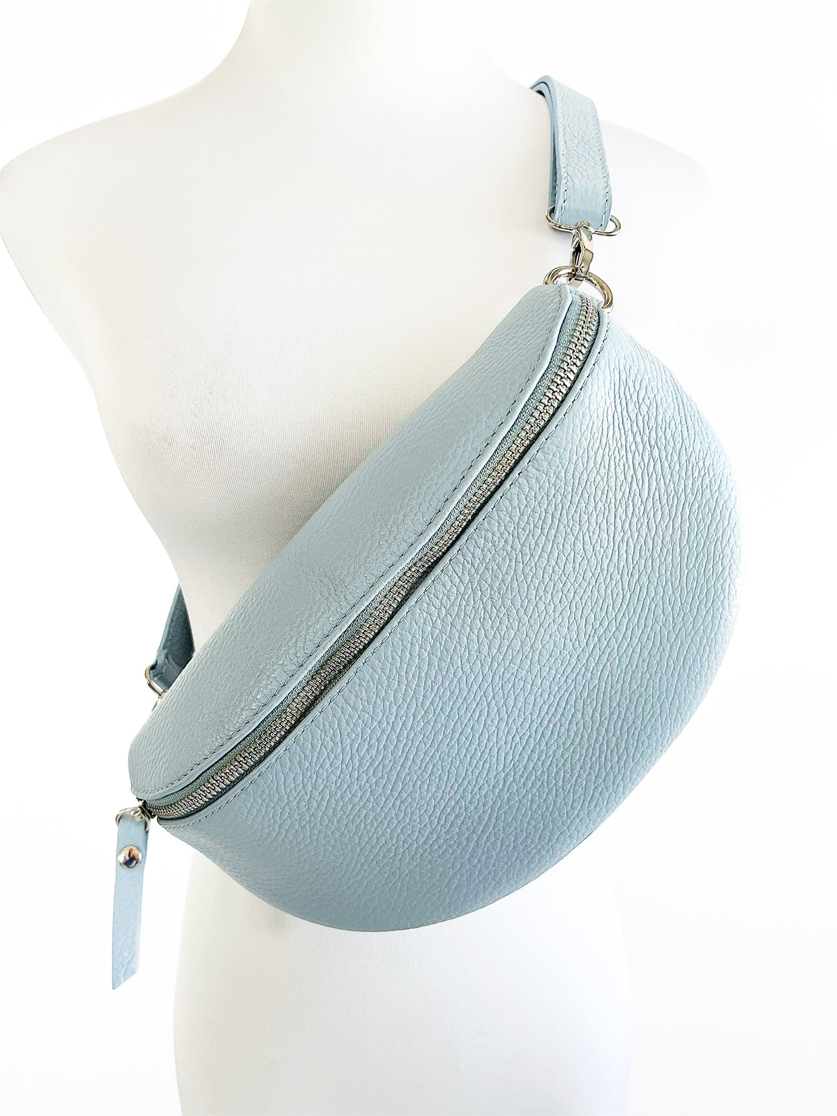 Italian Genuine Leather Bum Bag - Powder Blue-240 Bags-Yolly-Coastal Bloom Boutique, find the trendiest versions of the popular styles and looks Located in Indialantic, FL