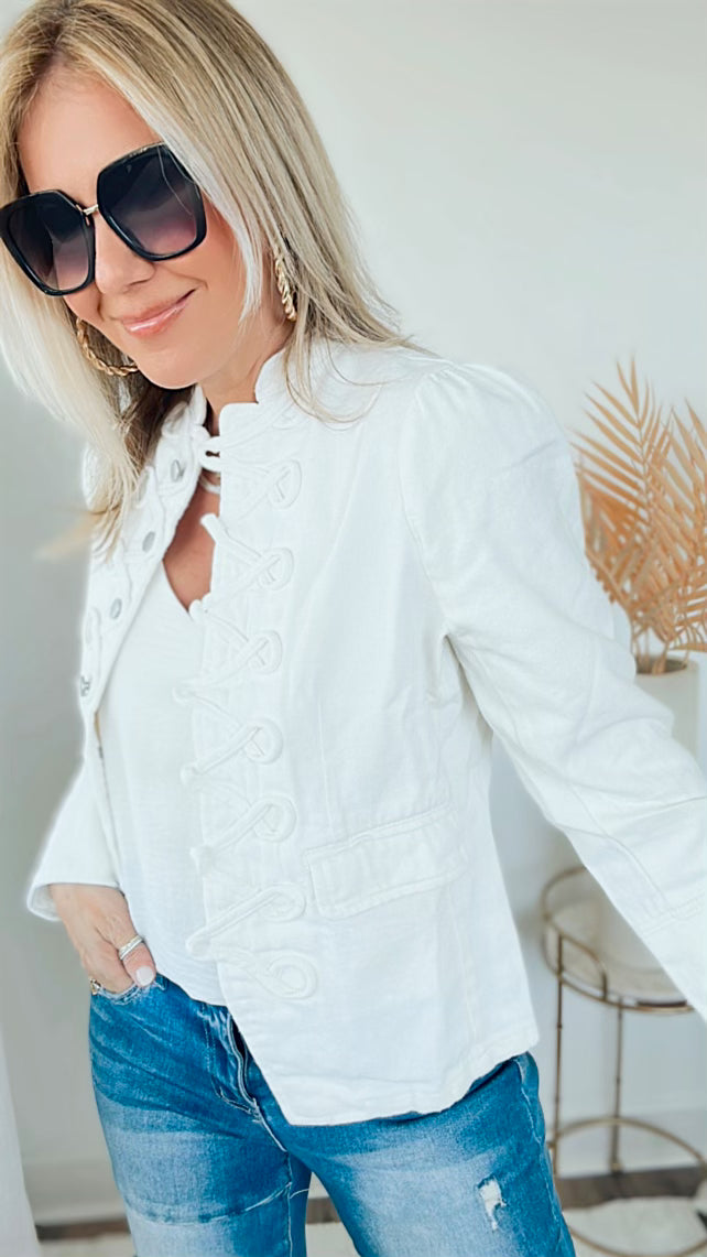 Richmond Denim Jacket - Ivory-160 Jackets-Andree By Unit-Coastal Bloom Boutique, find the trendiest versions of the popular styles and looks Located in Indialantic, FL