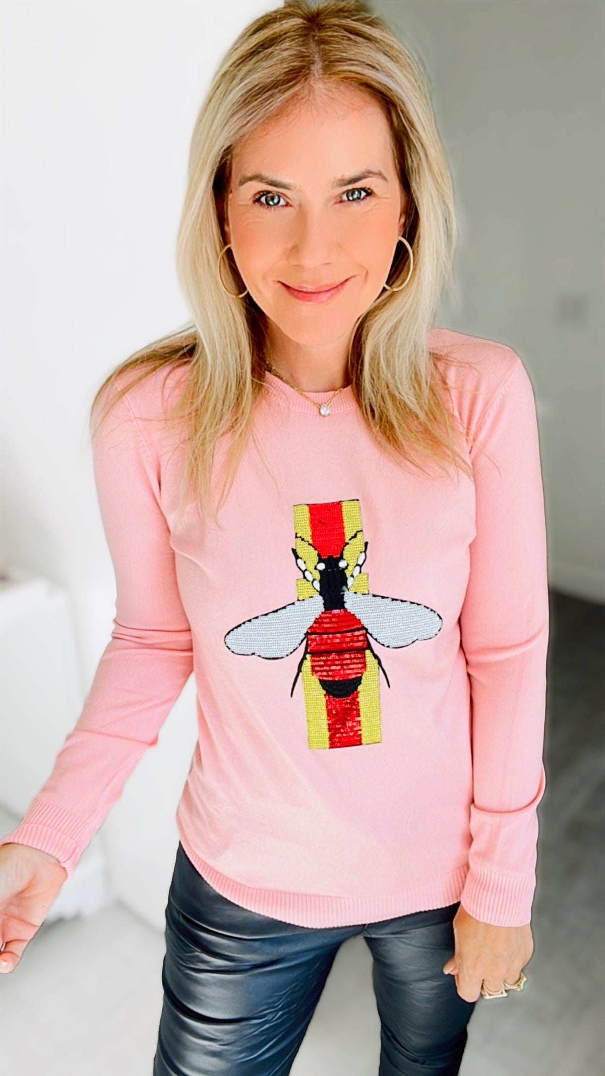 All About The Bees Sweater - Blush-130 Long Sleeve Tops-in2you-Coastal Bloom Boutique, find the trendiest versions of the popular styles and looks Located in Indialantic, FL