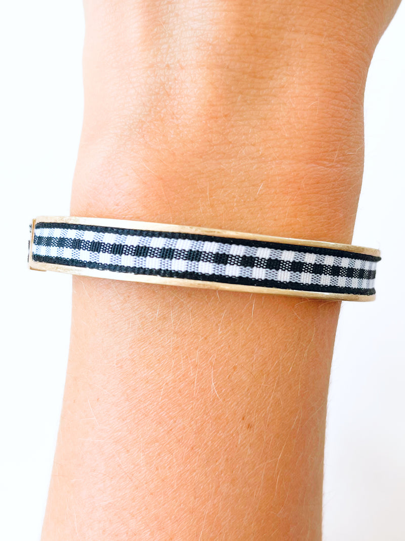 Mackenzie Gingham Bangle - Black-230 Jewelry-Canvas-Coastal Bloom Boutique, find the trendiest versions of the popular styles and looks Located in Indialantic, FL