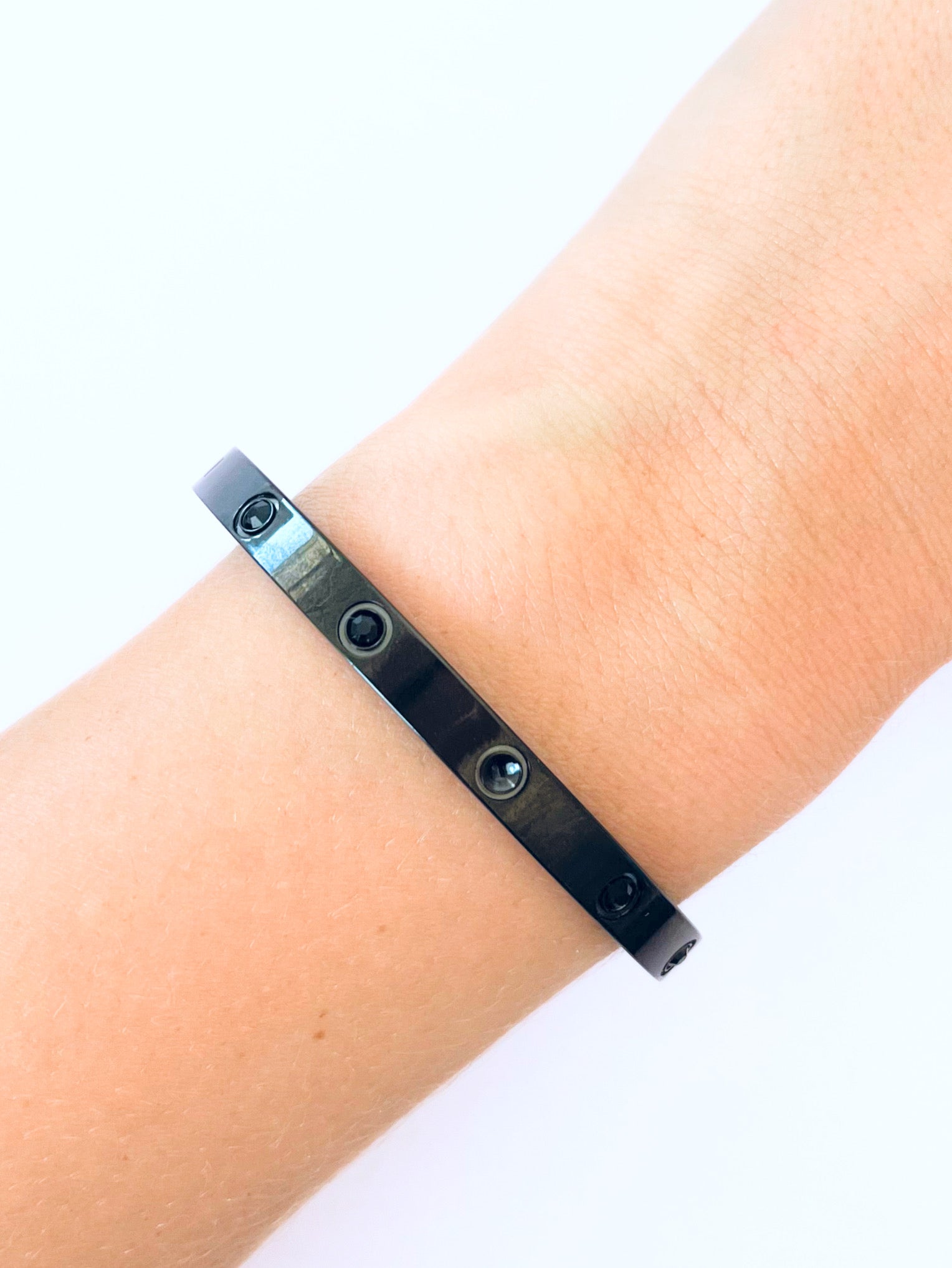 Thick Stainless Steel Stud Bracelet - Black-230 Jewelry-Wona Trading-Coastal Bloom Boutique, find the trendiest versions of the popular styles and looks Located in Indialantic, FL