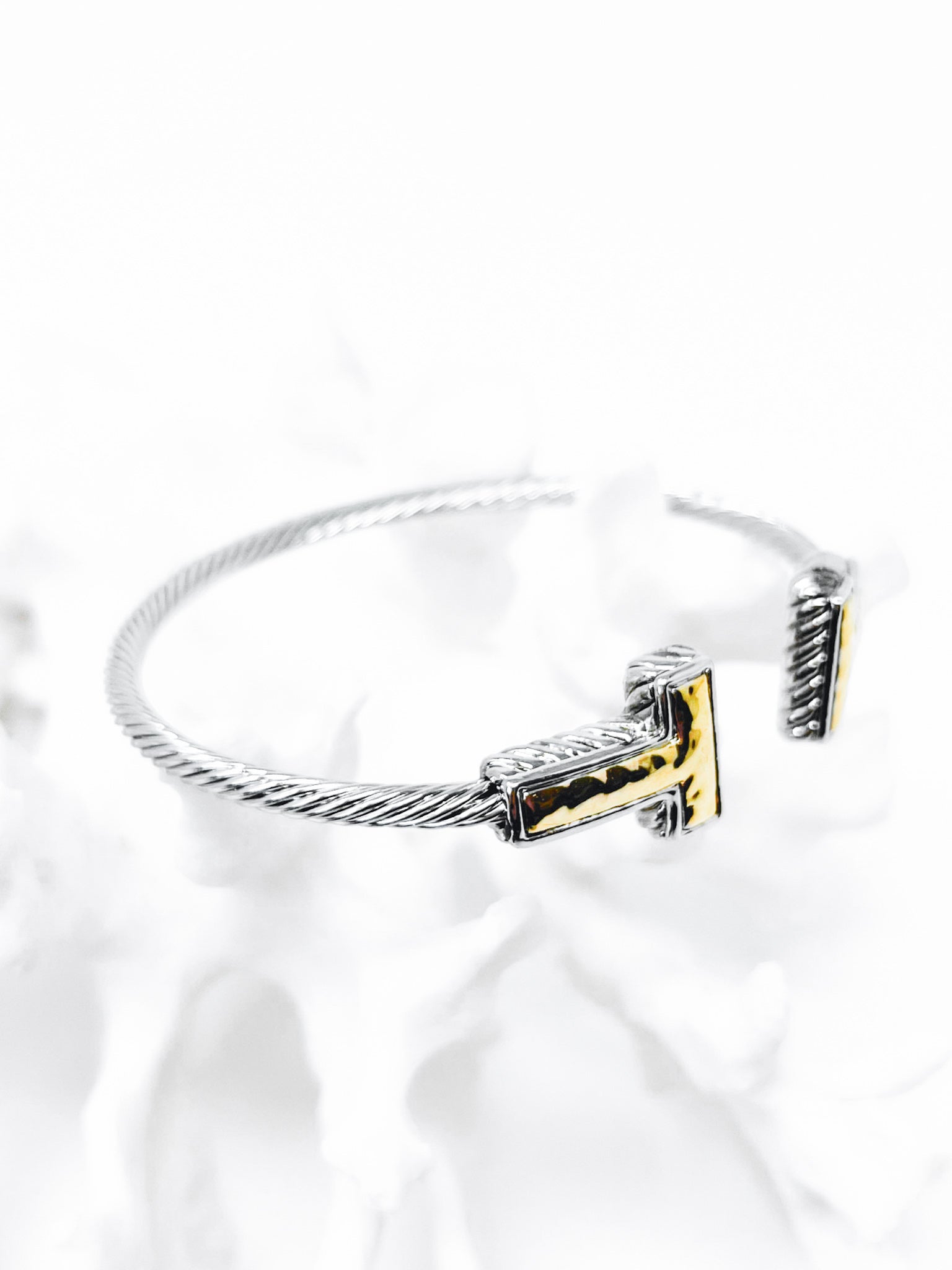 Cable Twist Hammered "T" Cuff Bracelet-230 Jewelry-Golden Stella/NYC-Coastal Bloom Boutique, find the trendiest versions of the popular styles and looks Located in Indialantic, FL