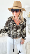 Cotton Safari Cuff Sleeve Crop Top-130 Long Sleeve Tops-Venti6-Coastal Bloom Boutique, find the trendiest versions of the popular styles and looks Located in Indialantic, FL