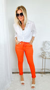 Love Endures Italian Joggers - Orange-180 Joggers-Yolly-Coastal Bloom Boutique, find the trendiest versions of the popular styles and looks Located in Indialantic, FL