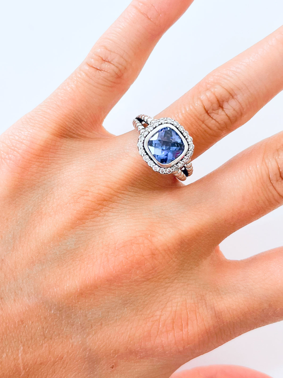 Sterling Silver Tanzanite Cushion Ring-230 Jewelry-Oriental Treasure-Coastal Bloom Boutique, find the trendiest versions of the popular styles and looks Located in Indialantic, FL