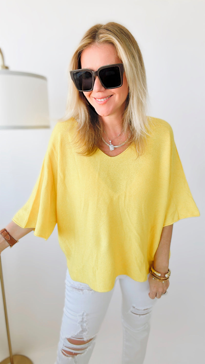 Everyday Comfort Italian Sweater Top - Yellow-140 Sweaters-Yolly-Coastal Bloom Boutique, find the trendiest versions of the popular styles and looks Located in Indialantic, FL