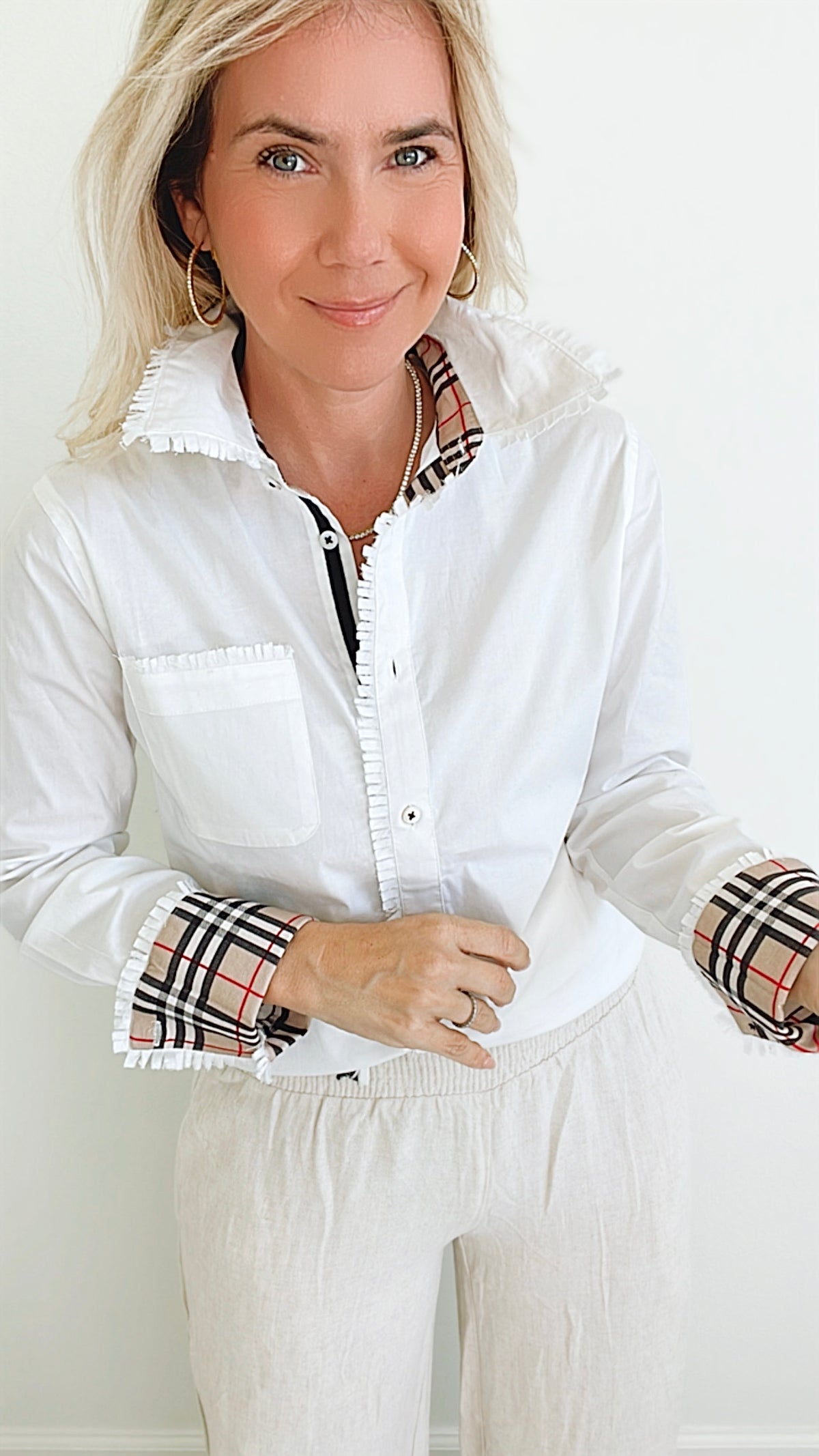 Cape Cod White Shirt-130 Long Sleeve Tops-Dizzy Lizzie-Coastal Bloom Boutique, find the trendiest versions of the popular styles and looks Located in Indialantic, FL