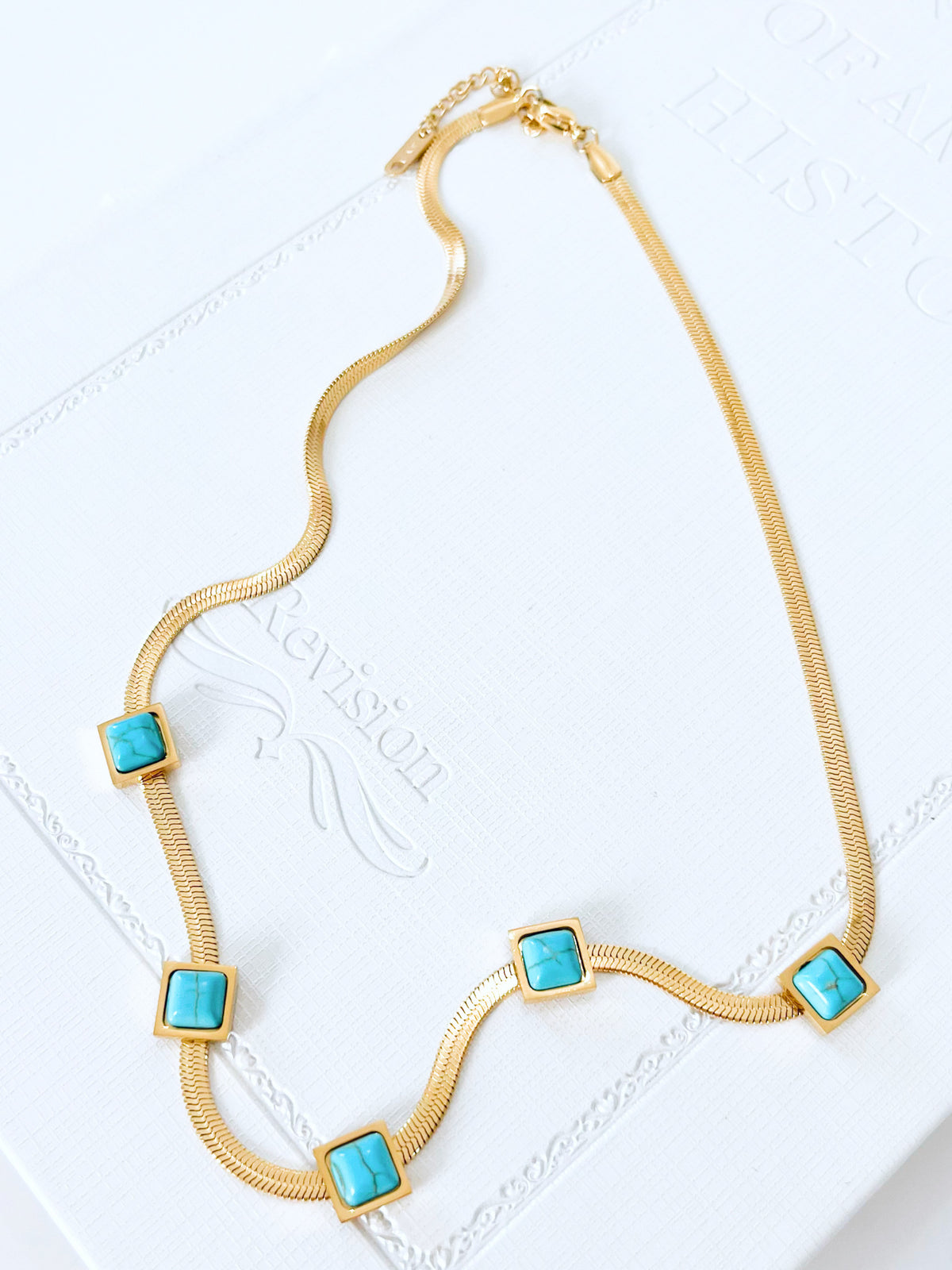Stainless Steel Turquoise Station Necklace-230 Jewelry-Darling-Coastal Bloom Boutique, find the trendiest versions of the popular styles and looks Located in Indialantic, FL