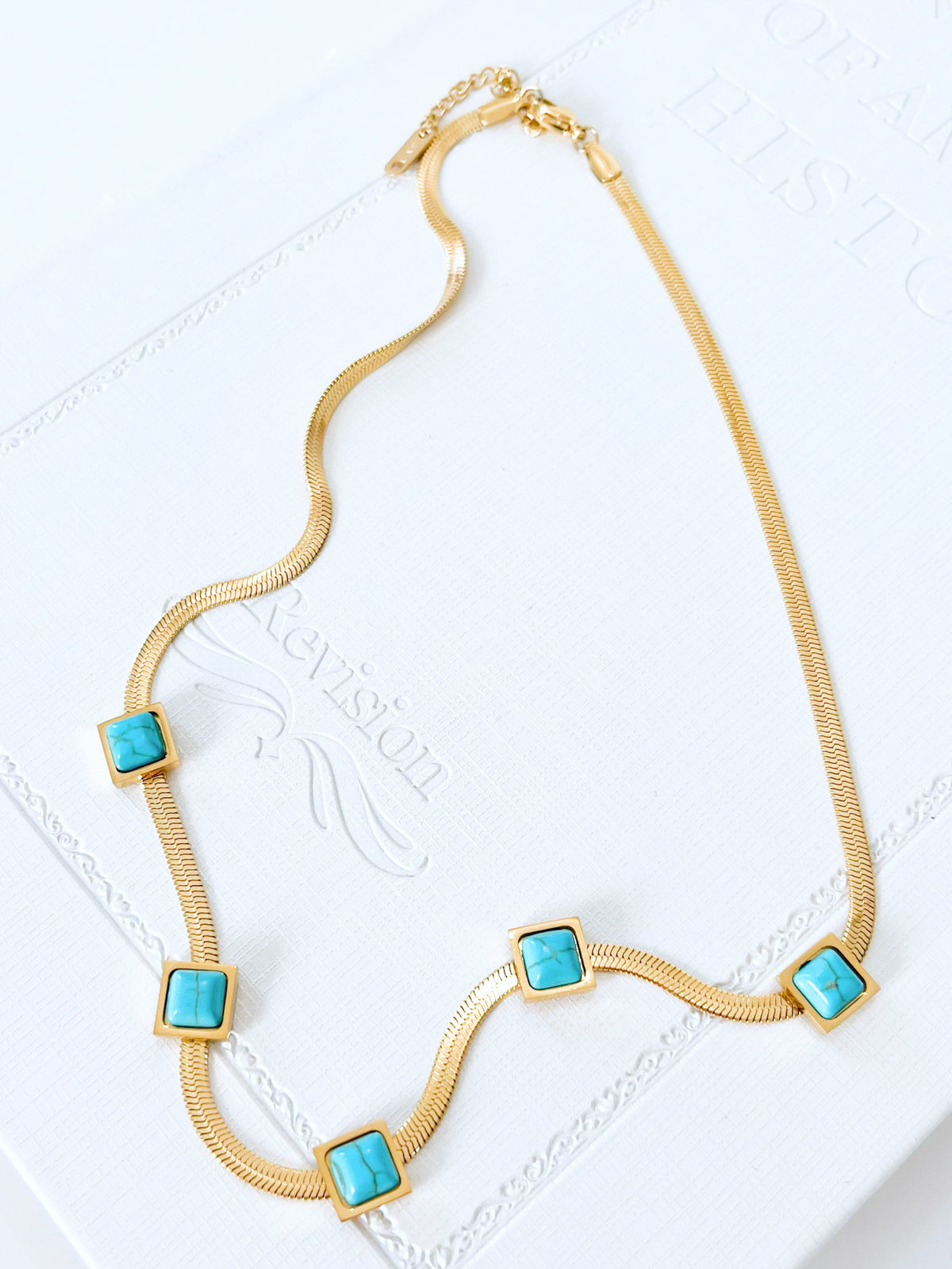 Stainless Steel Turquoise Station Necklace-230 Jewelry-Darling/CHASING BANDITS-Coastal Bloom Boutique, find the trendiest versions of the popular styles and looks Located in Indialantic, FL