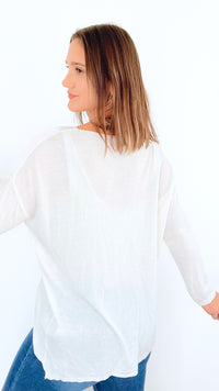 Make Some Noise Knit-White-130 Long Sleeve Tops-Venti6 Outlet-Coastal Bloom Boutique, find the trendiest versions of the popular styles and looks Located in Indialantic, FL