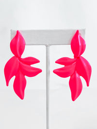 Enamel Leaf Earrings - Neon Pink-230 Jewelry-Golden Stella-Coastal Bloom Boutique, find the trendiest versions of the popular styles and looks Located in Indialantic, FL