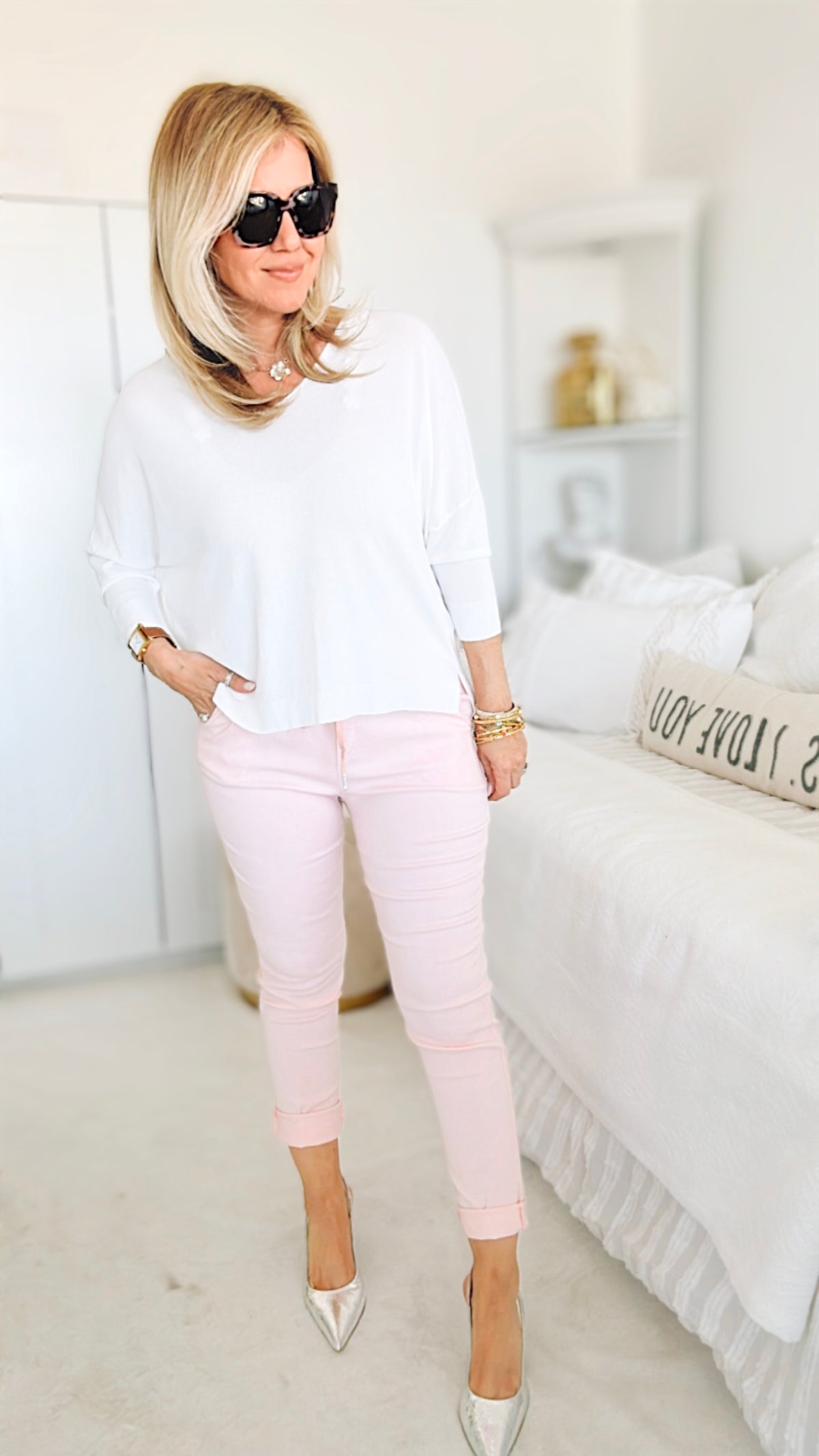 Spring Italian Jogger Pant - Light Pink-180 Joggers-Italianissimo-Coastal Bloom Boutique, find the trendiest versions of the popular styles and looks Located in Indialantic, FL