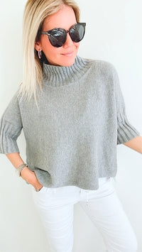 Break Free Italian Sweater Top - Grey-140 Sweaters-Yolly-Coastal Bloom Boutique, find the trendiest versions of the popular styles and looks Located in Indialantic, FL