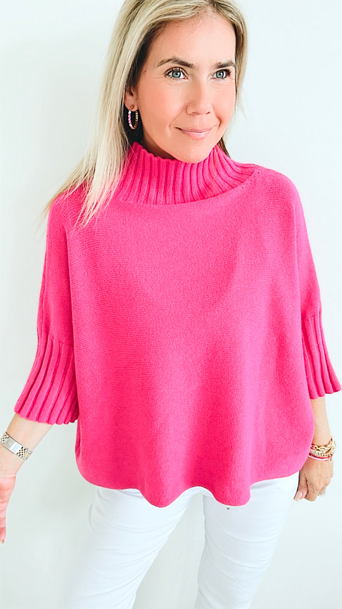 Break Free Italian Sweater Top - Fuchsia-140 Sweaters-Yolly-Coastal Bloom Boutique, find the trendiest versions of the popular styles and looks Located in Indialantic, FL