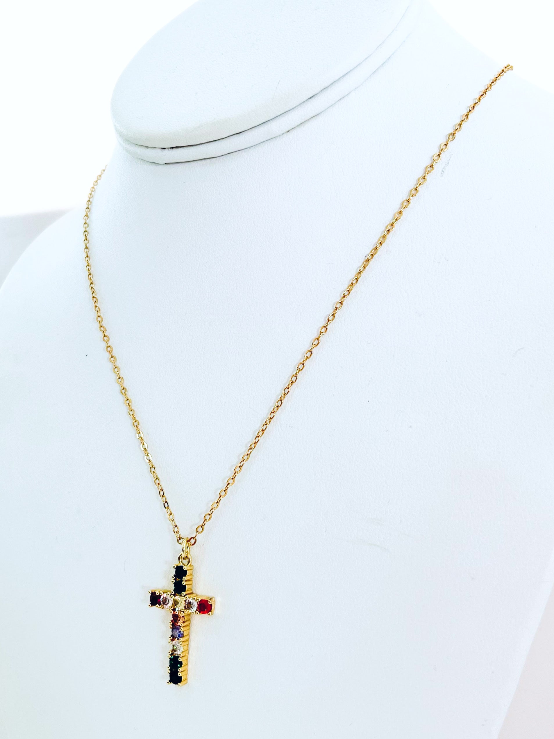 Multicolored Cross Necklace-230 Jewelry-Ole-Coastal Bloom Boutique, find the trendiest versions of the popular styles and looks Located in Indialantic, FL