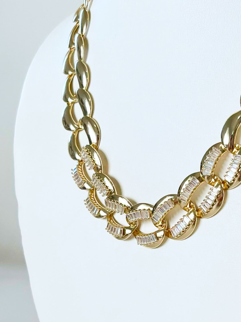 CZ Baguette Chain Link Toggle Necklace-230 Jewelry-NYC-Coastal Bloom Boutique, find the trendiest versions of the popular styles and looks Located in Indialantic, FL