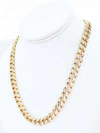 Curved Cuban CZ Necklace - Flat Clasp 10mm-230 Jewelry-NYC-Coastal Bloom Boutique, find the trendiest versions of the popular styles and looks Located in Indialantic, FL