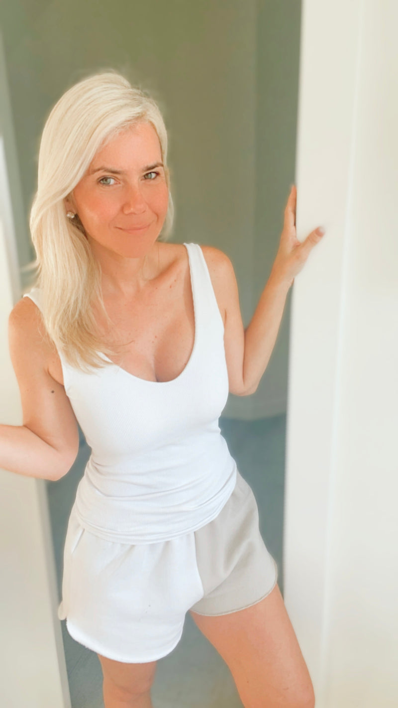 Brazilian Ribbed V Neck Built-in Bra Cami-220 Intimates-VZ Group-Coastal Bloom Boutique, find the trendiest versions of the popular styles and looks Located in Indialantic, FL