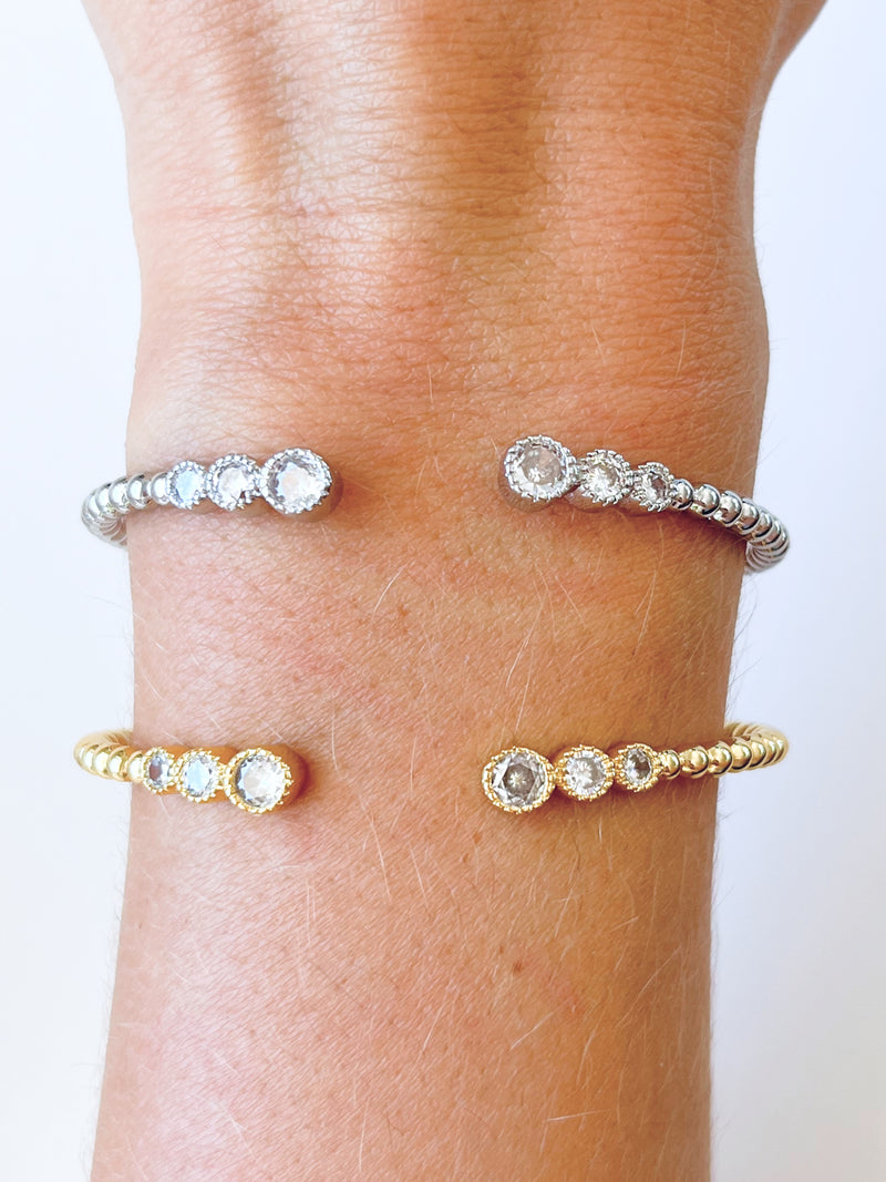 Crystal Trio Beaded Cuff Bracelet-230 Jewelry-Diamond Veneer-Coastal Bloom Boutique, find the trendiest versions of the popular styles and looks Located in Indialantic, FL