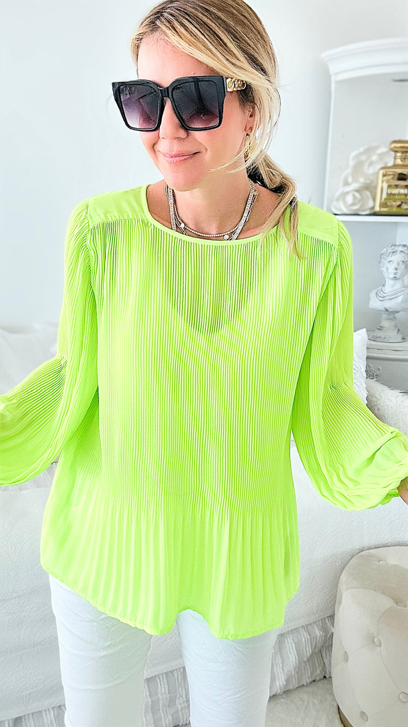 In the Flow Solid Pleated Top-130 Long Sleeve Tops-Jodifl-Coastal Bloom Boutique, find the trendiest versions of the popular styles and looks Located in Indialantic, FL
