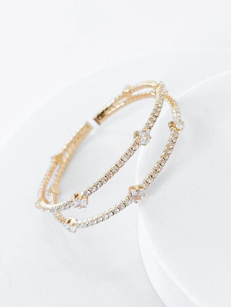 CZ Eternity Station Cuff Bracelet-230 Jewelry-Bag Boutique-Coastal Bloom Boutique, find the trendiest versions of the popular styles and looks Located in Indialantic, FL