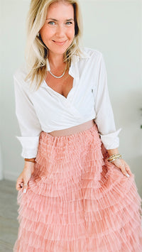 Stella Tiered Tulle Skirt - Blush-170 Bottoms-Taba Stitch-Coastal Bloom Boutique, find the trendiest versions of the popular styles and looks Located in Indialantic, FL