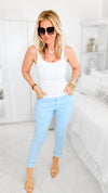 Love Endures Italian Jogger - Pastel Blue-180 Joggers-Yolly-Coastal Bloom Boutique, find the trendiest versions of the popular styles and looks Located in Indialantic, FL