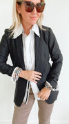 Woven Vertigo Blazer - Black-160 Jackets-Love Tree Fashion-Coastal Bloom Boutique, find the trendiest versions of the popular styles and looks Located in Indialantic, FL