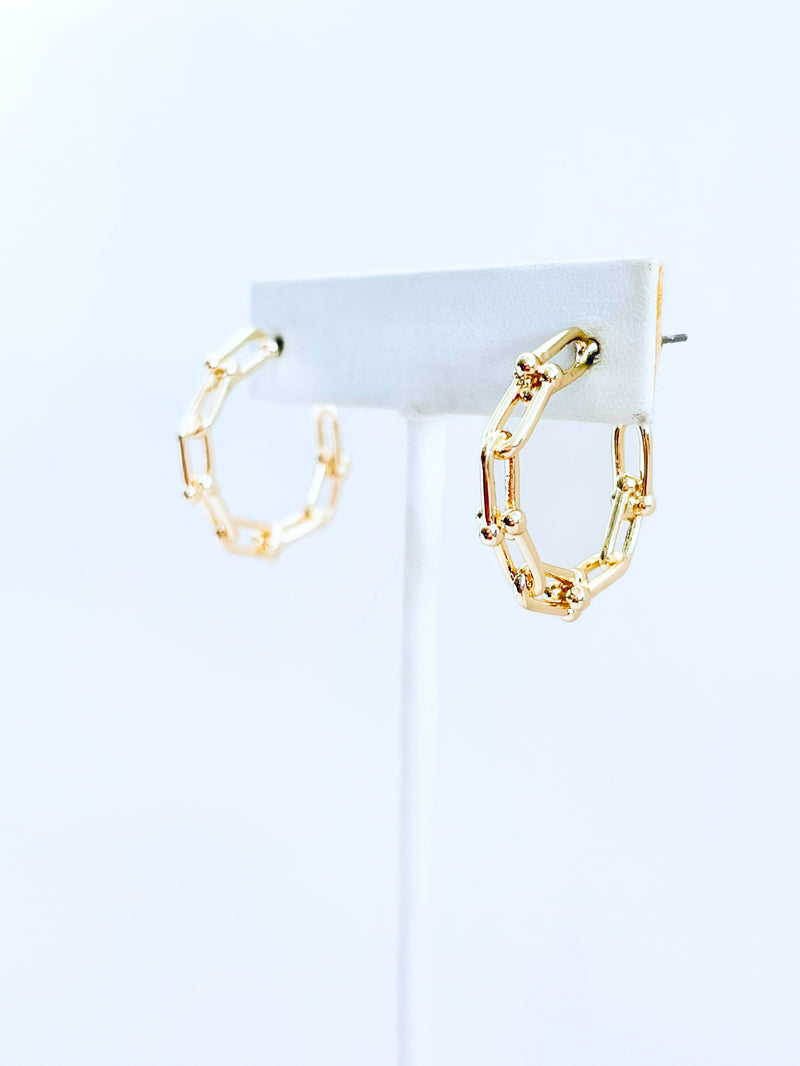 Saddle Link Hoop Earrings-230 Jewelry-NYC-Coastal Bloom Boutique, find the trendiest versions of the popular styles and looks Located in Indialantic, FL