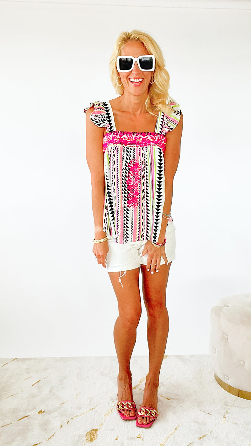 Venice Embroidered Sleeveless Top-100 Sleeveless Tops-Andree By Unit-Coastal Bloom Boutique, find the trendiest versions of the popular styles and looks Located in Indialantic, FL