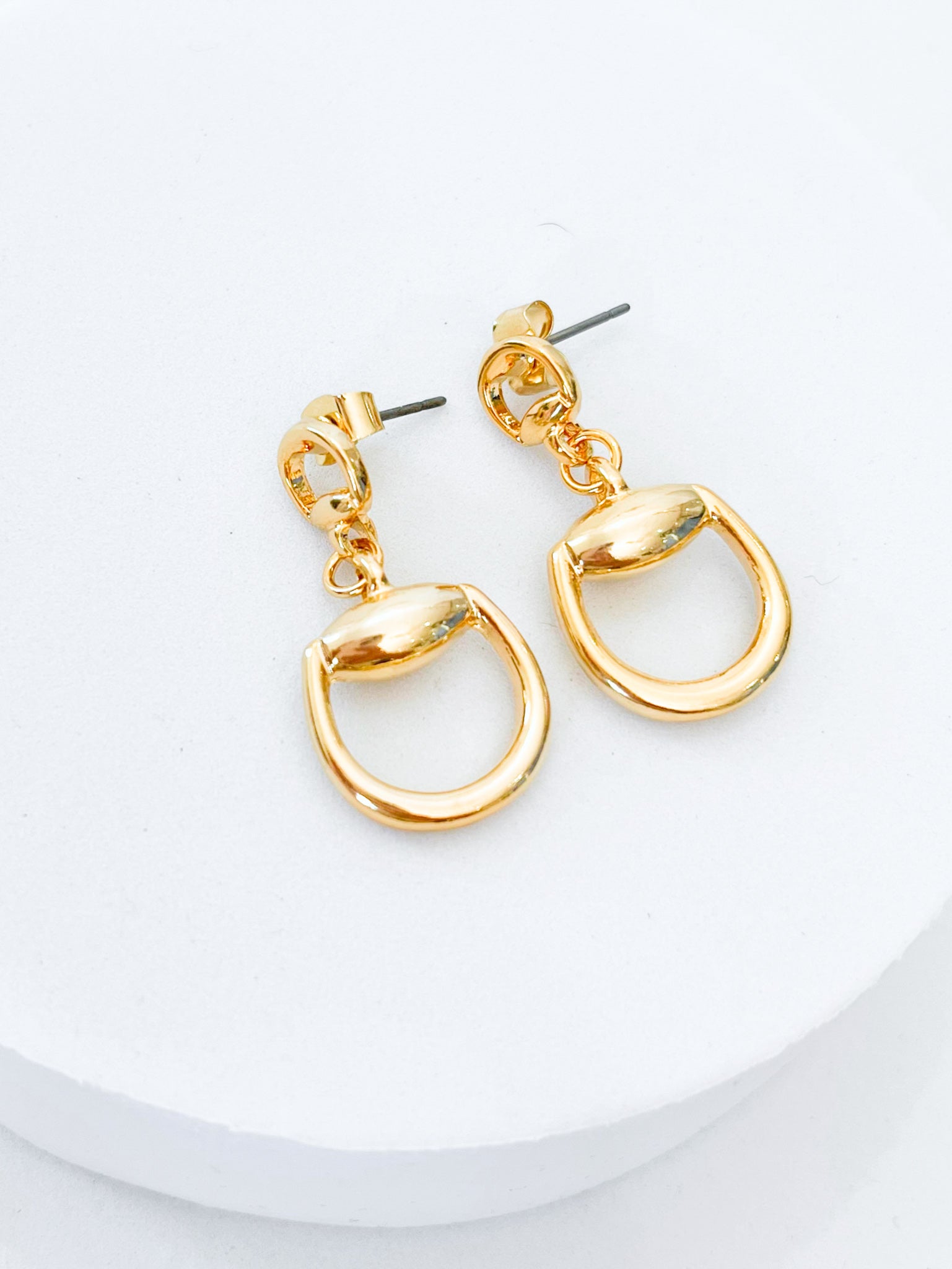 Horsebit Drop Earrings-230 Jewelry-Golden Stella-Coastal Bloom Boutique, find the trendiest versions of the popular styles and looks Located in Indialantic, FL