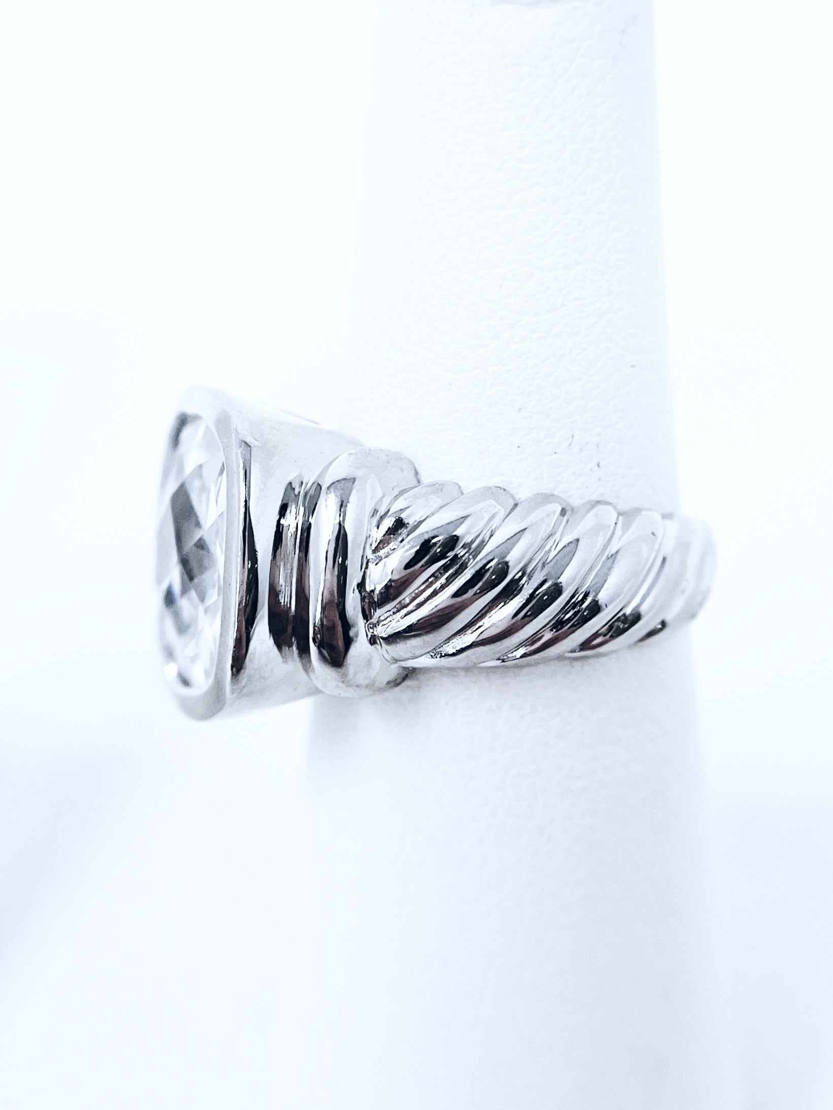 Sterling Silver Clear Cable Twist Ring-230 Jewelry-Oriental Treasure-Coastal Bloom Boutique, find the trendiest versions of the popular styles and looks Located in Indialantic, FL