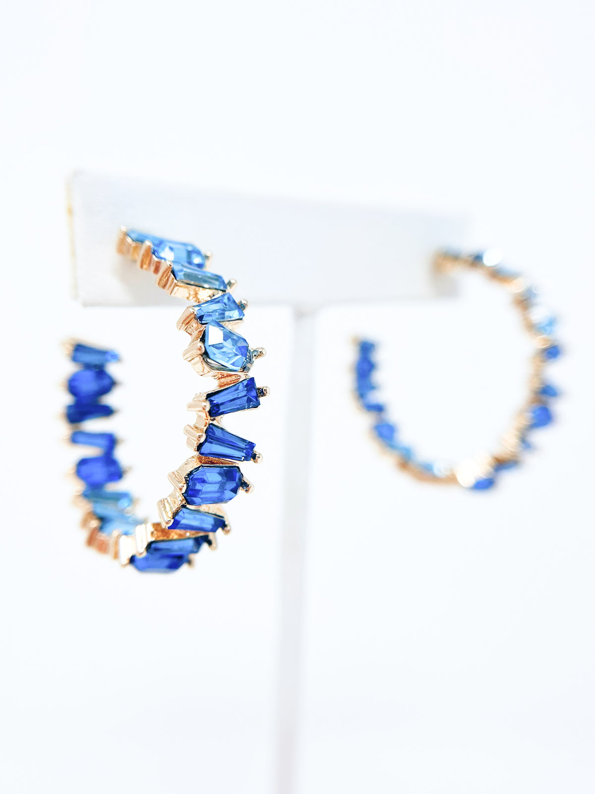 Double Vision Hoop Earrings - Blue/Lt. Sapphire-230 Jewelry-Golden Stella-Coastal Bloom Boutique, find the trendiest versions of the popular styles and looks Located in Indialantic, FL