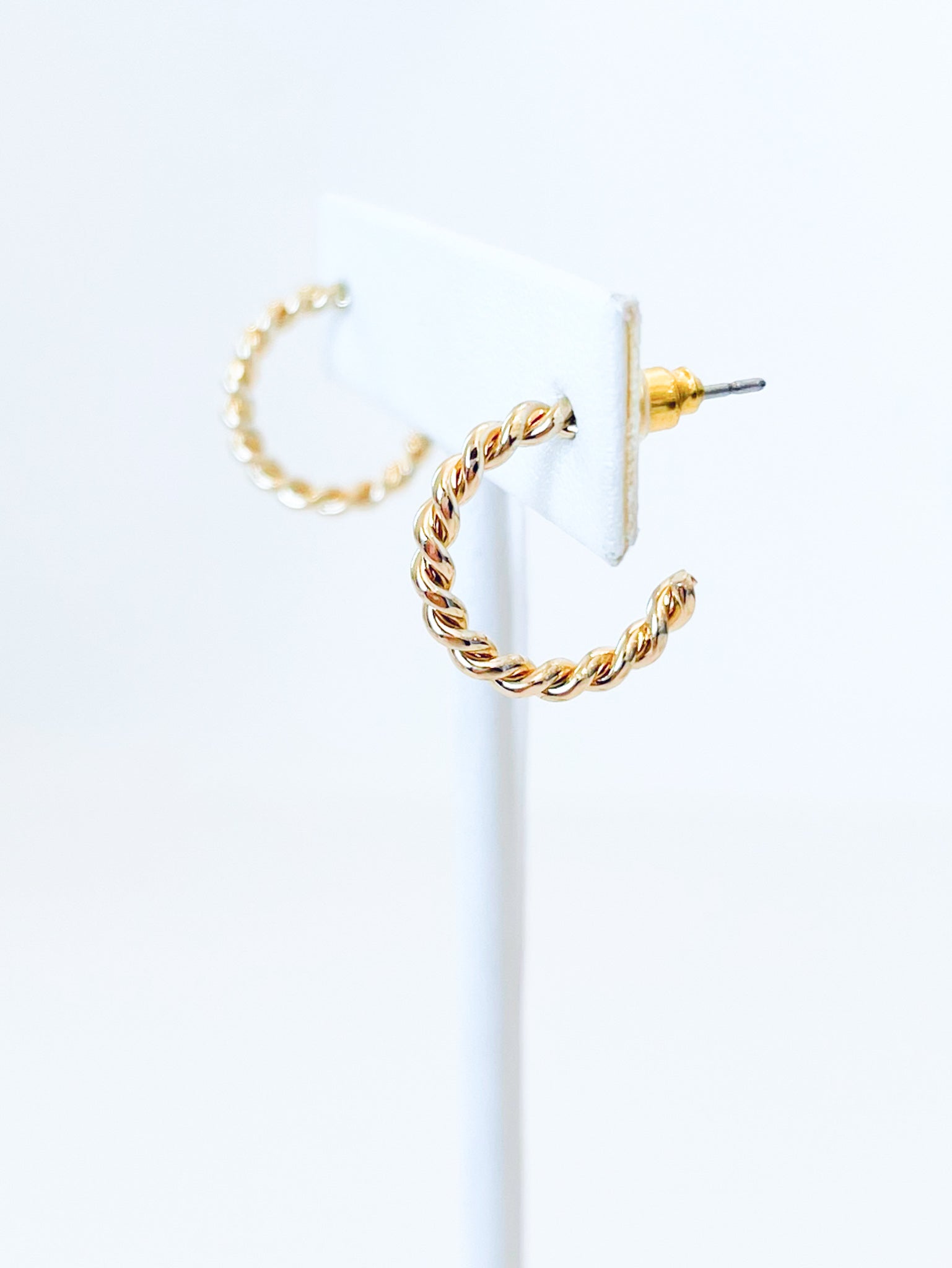 Twisted Rope Hoop Earrings Thin Set-230 Jewelry-Golden Stella-Coastal Bloom Boutique, find the trendiest versions of the popular styles and looks Located in Indialantic, FL