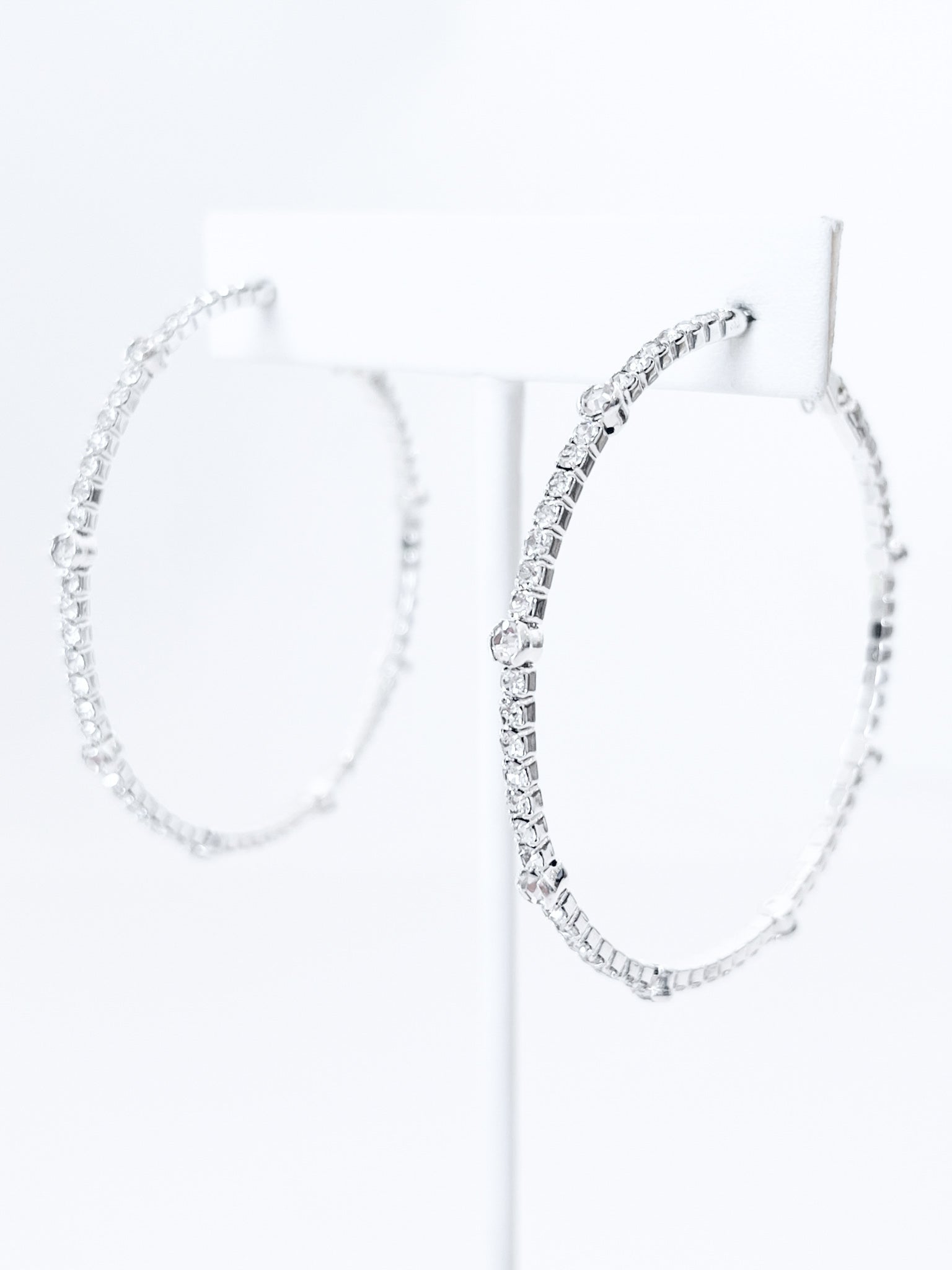 CZ Eternity Station Hoops-230 Jewelry-LA JEWELRY PLAZA-Coastal Bloom Boutique, find the trendiest versions of the popular styles and looks Located in Indialantic, FL