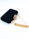 Rhinestone Rose Clasp Evening Clutch- Black-260 Other Accessories-Wona Trading-Coastal Bloom Boutique, find the trendiest versions of the popular styles and looks Located in Indialantic, FL