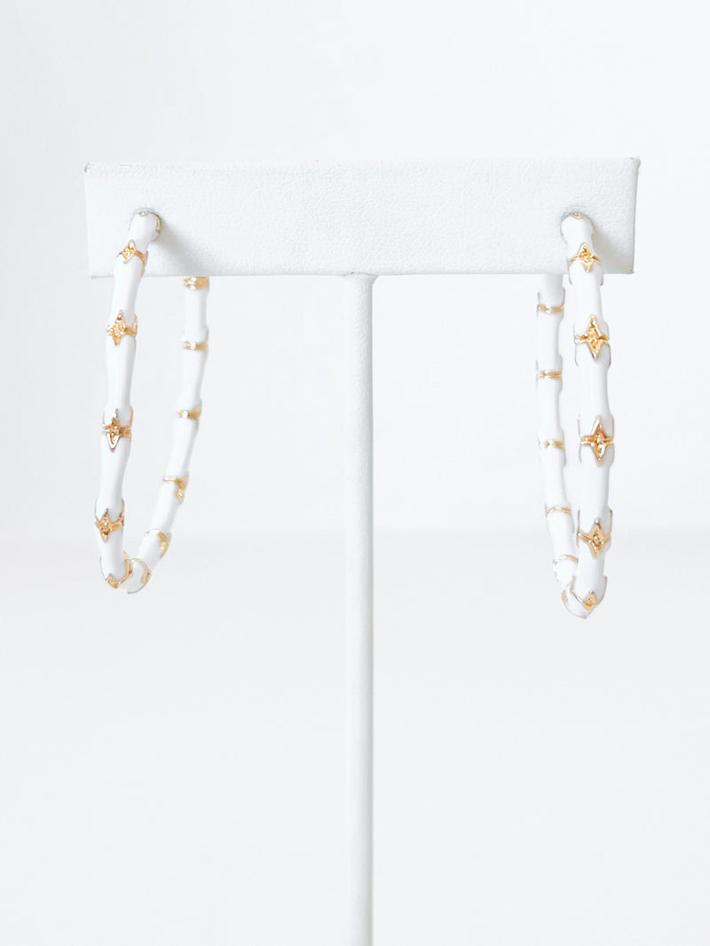 Large Bamboo Hoop Earrings - White-230 Jewelry-Golden Stella-Coastal Bloom Boutique, find the trendiest versions of the popular styles and looks Located in Indialantic, FL