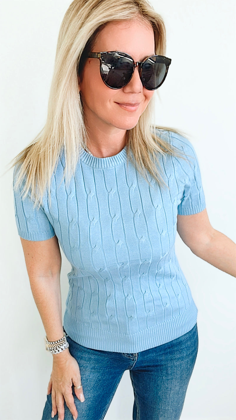 Madison Textured Top - Blue-110 Short Sleeve Tops-Cielo-Coastal Bloom Boutique, find the trendiest versions of the popular styles and looks Located in Indialantic, FL