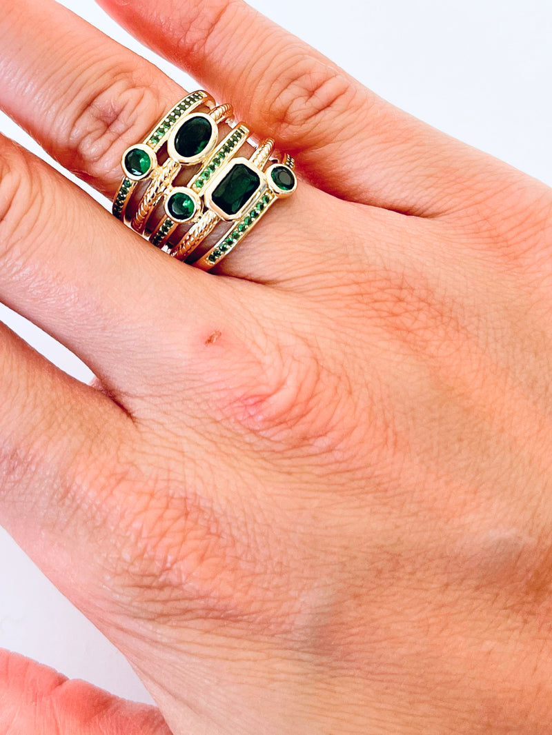 PRE ORDER-NYC Emerald Treasure Ring-230 Jewelry-NYC-Coastal Bloom Boutique, find the trendiest versions of the popular styles and looks Located in Indialantic, FL