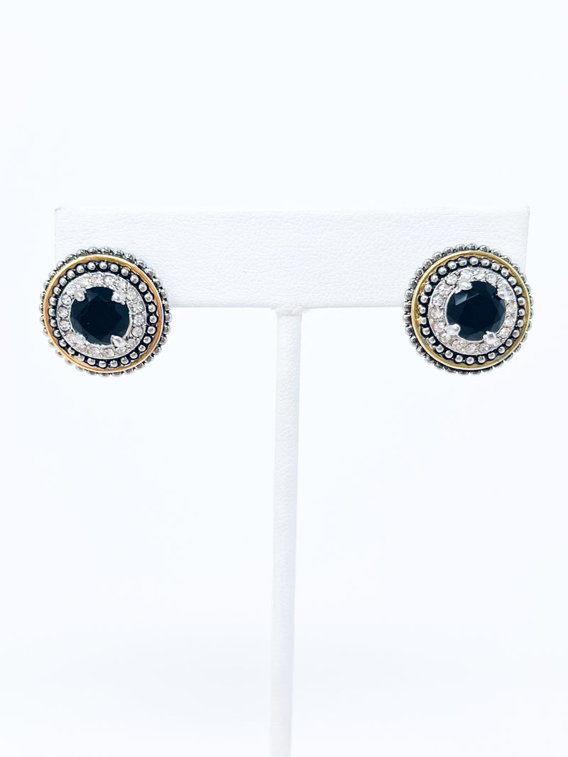 CZ Halo Beaded Earrings - Black-230 Jewelry-Golden Stella-Coastal Bloom Boutique, find the trendiest versions of the popular styles and looks Located in Indialantic, FL