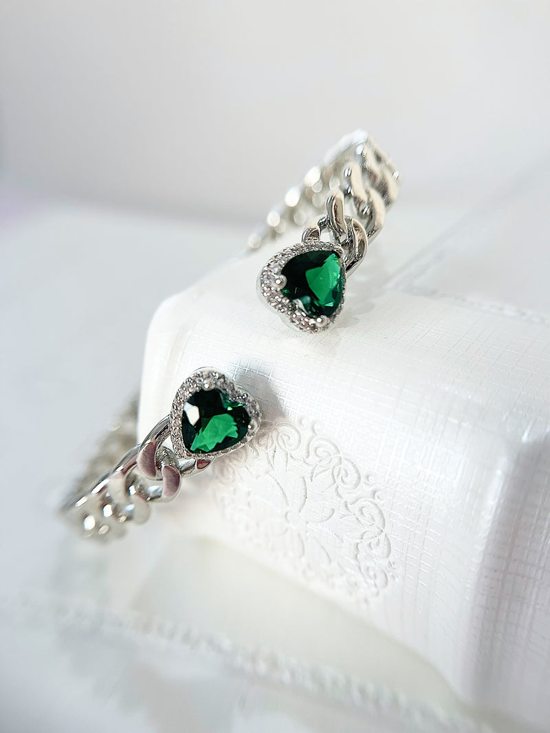 Double Heart Bracelet - Emerald-230 Jewelry-NYC-Coastal Bloom Boutique, find the trendiest versions of the popular styles and looks Located in Indialantic, FL